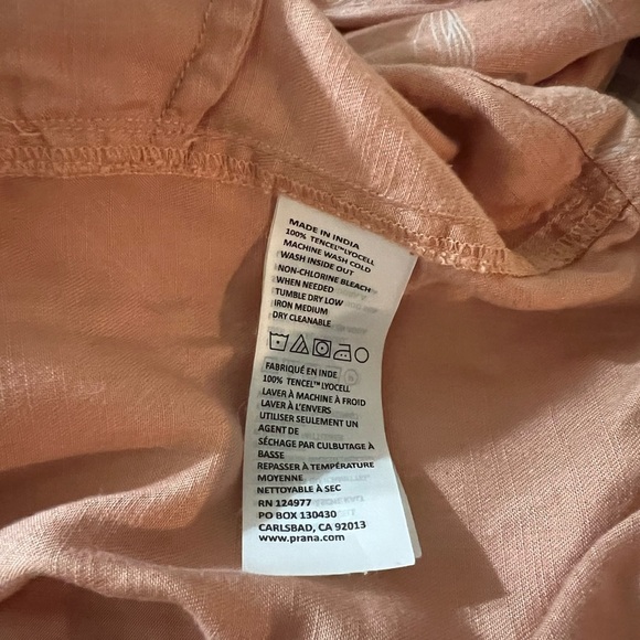 Prana Weekend Escape Tencel Sleeveless Leaf Print Romper Peach Womens Size M - Picture 4 of 5